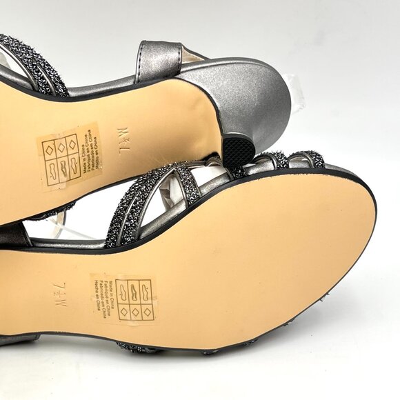 7.5W WIDE WIDTH Touch Ups Womens Amara Pewter Silver Dress Sandals Heels Shoes - Picture 10 of 13